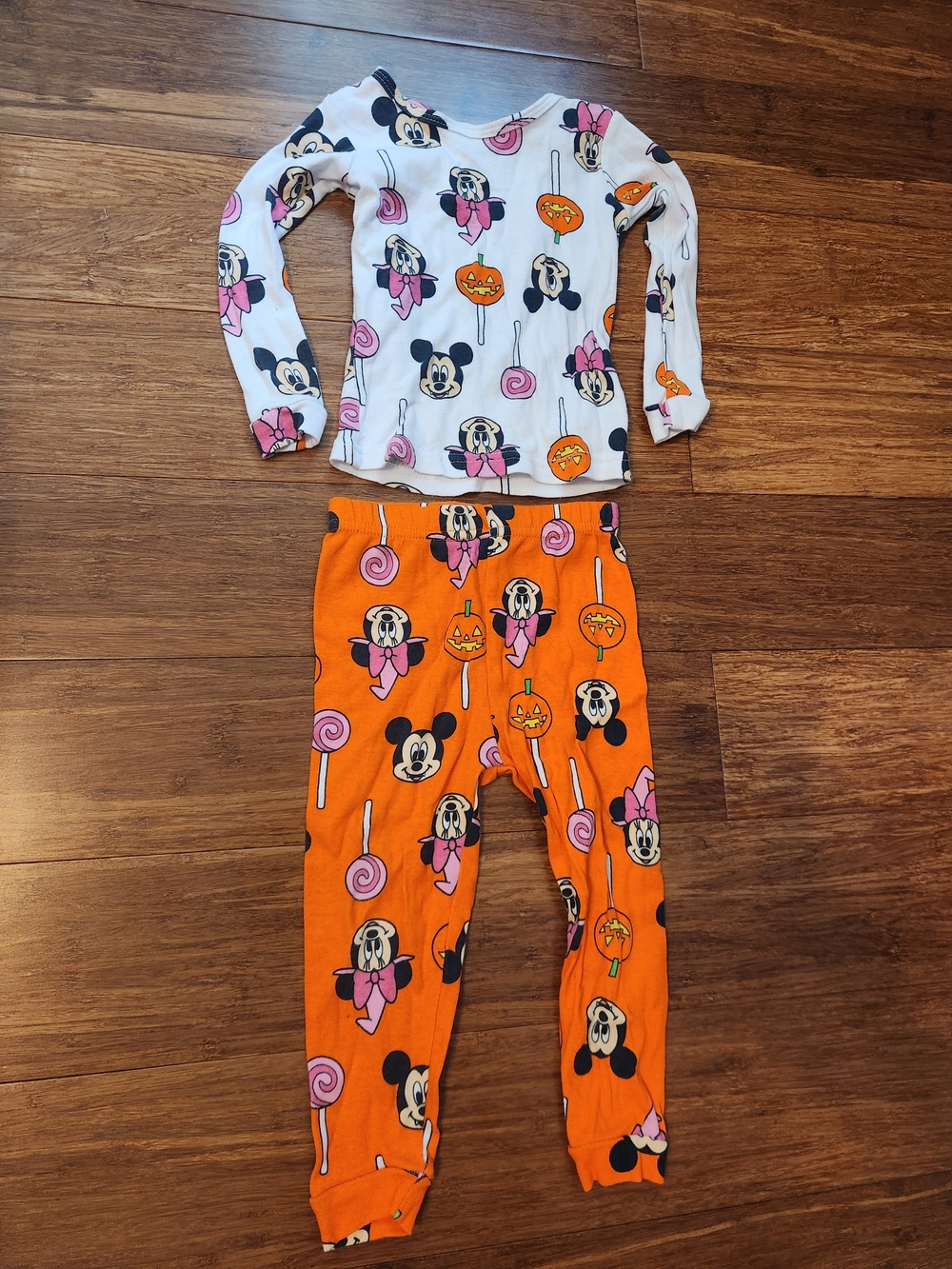 Disney Mickey Minnie Girl's Halloween Two-Piece Pajama Pants Set, 2T